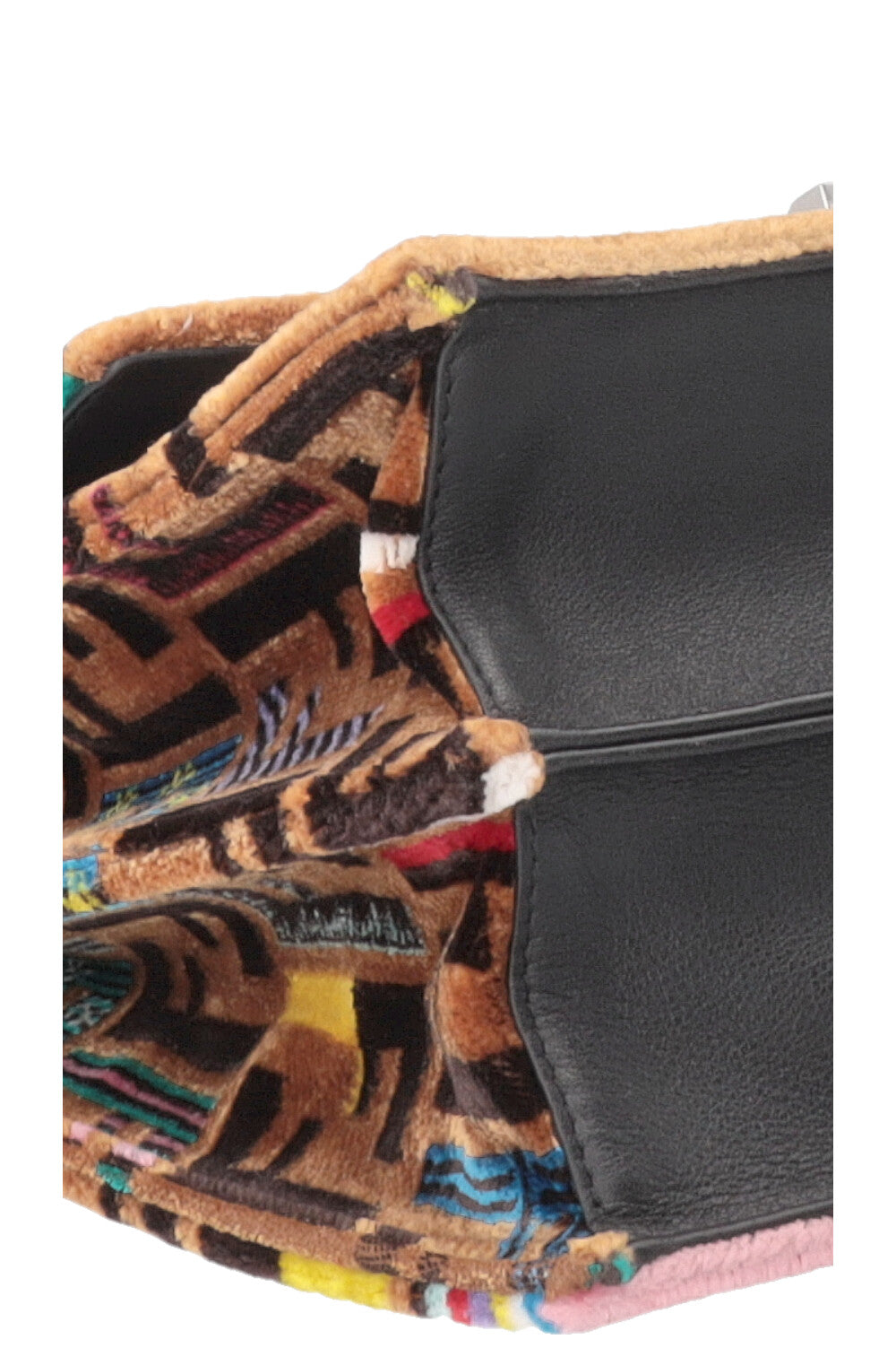FENDI Kan I FF Crossbody Bag Velvet Brown Multicolor