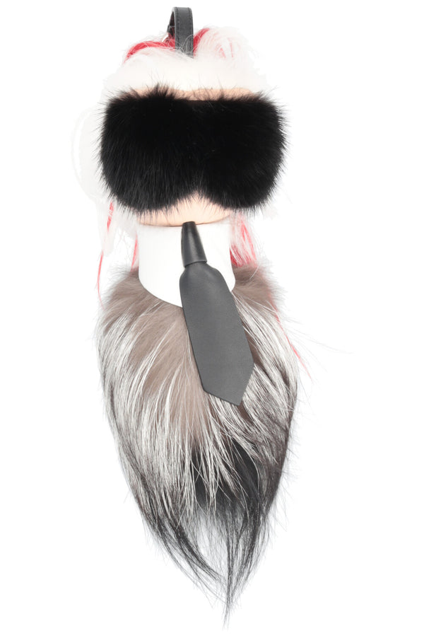 FENDI Karlito Charm Fur Red Brown Black