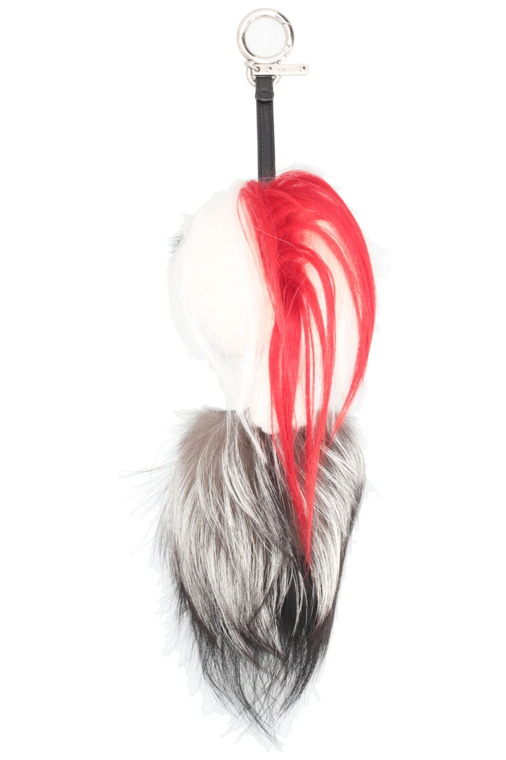 FENDI Karlito Charm Fur Red Brown Black