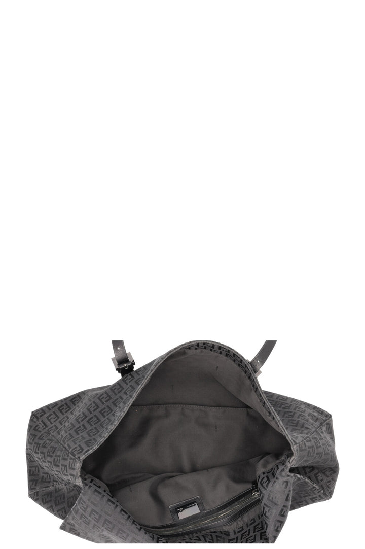 FENDI Mamma Baguette Zucchino FF Shoulder Bag Black