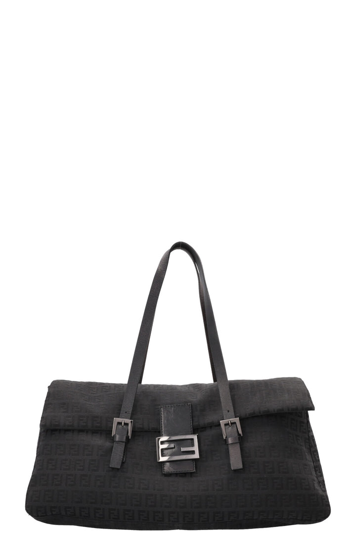 FENDI Mamma Baguette Zucchino FF Shoulder Bag Black