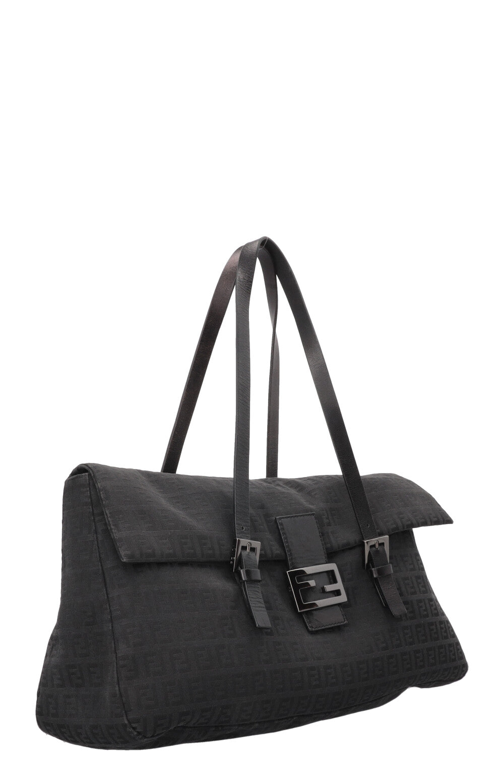 FENDI Mamma Baguette Zucchino FF Shoulder Bag Black