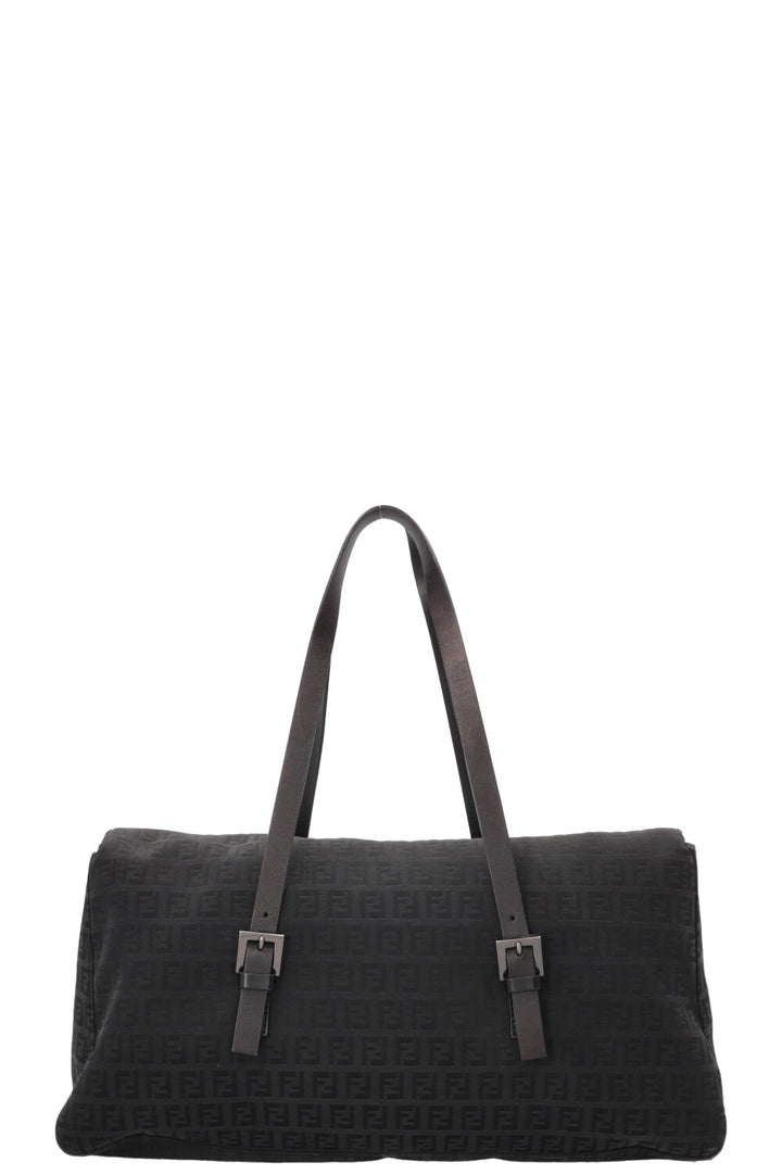 FENDI Mamma Baguette Zucchino FF Shoulder Bag Black