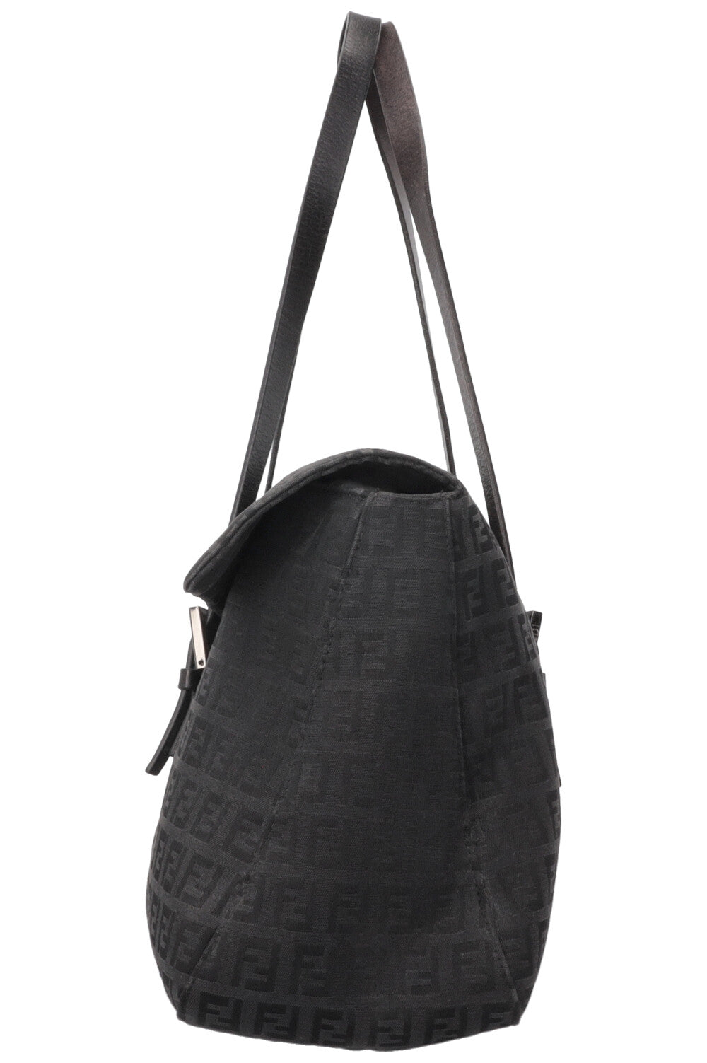 FENDI Mamma Baguette Zucchino FF Shoulder Bag Black