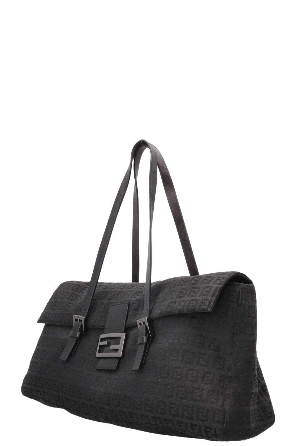 FENDI Mamma Baguette Zucchino FF Shoulder Bag Black