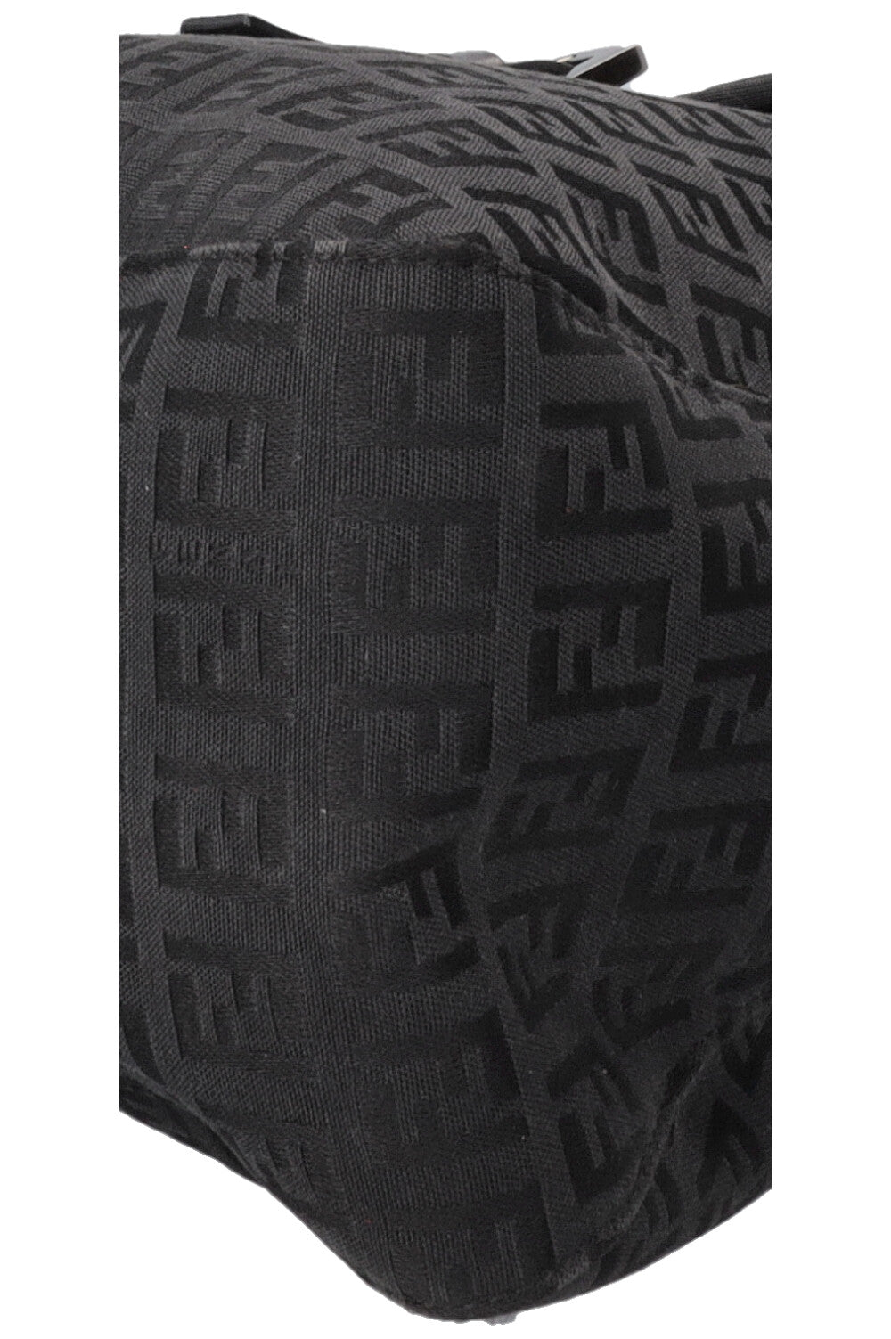 FENDI Mamma Baguette Zucchino FF Shoulder Bag Black