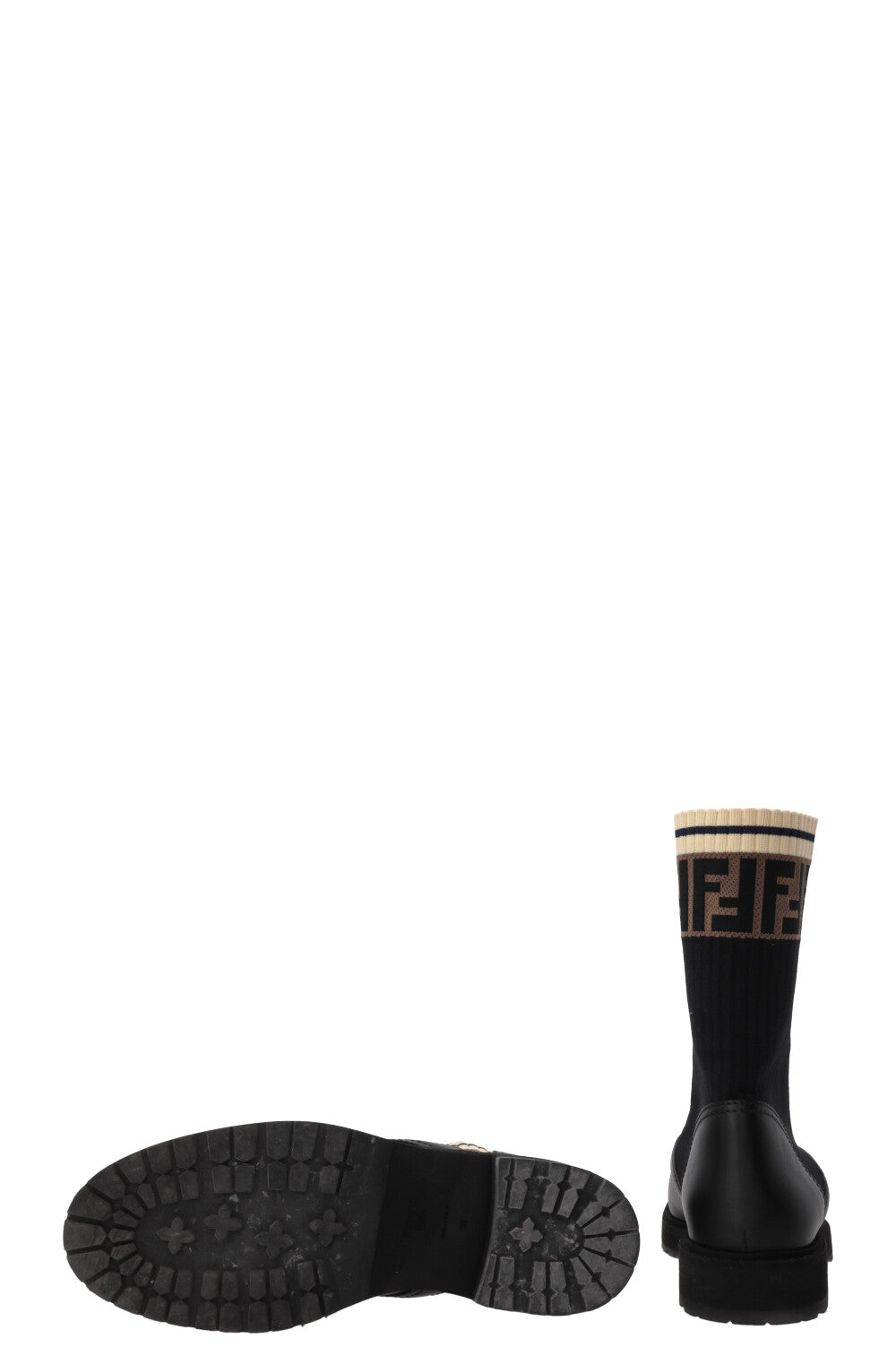 FENDI Rockoko Combat Boots en cuir noir
