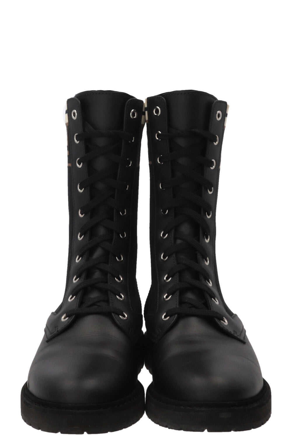 FENDI Rockoko FF Combat Boots Leather Black