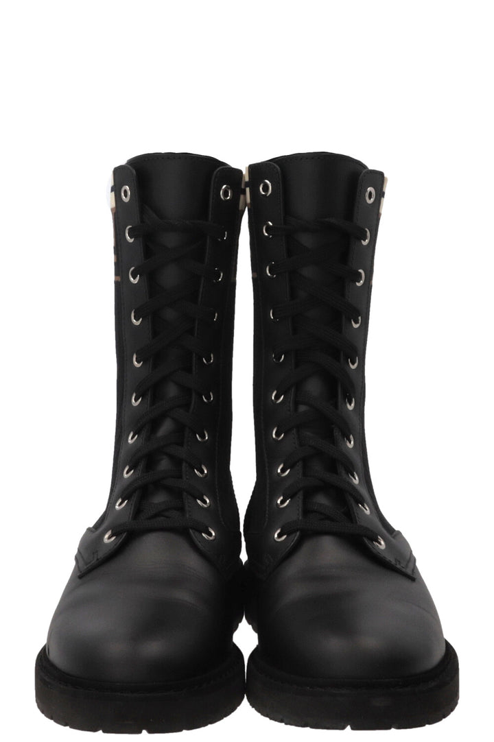 FENDI Rockoko FF Combat Boots Leather Black