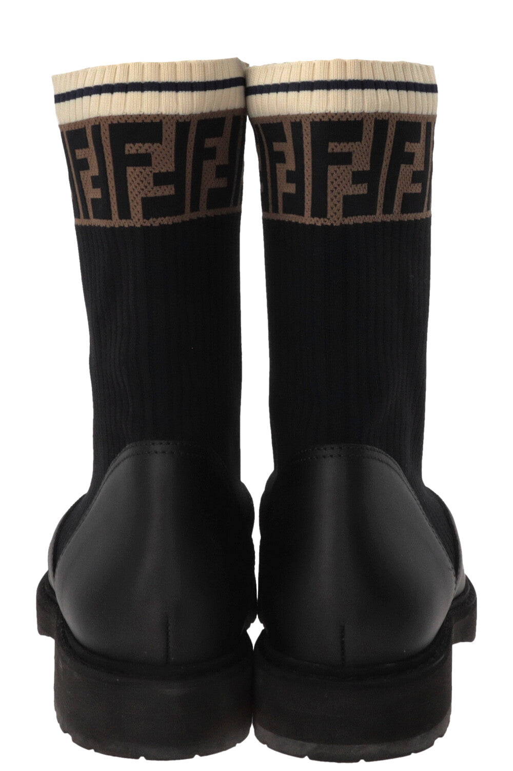 FENDI Rockoko FF Combat Boots Leather Black