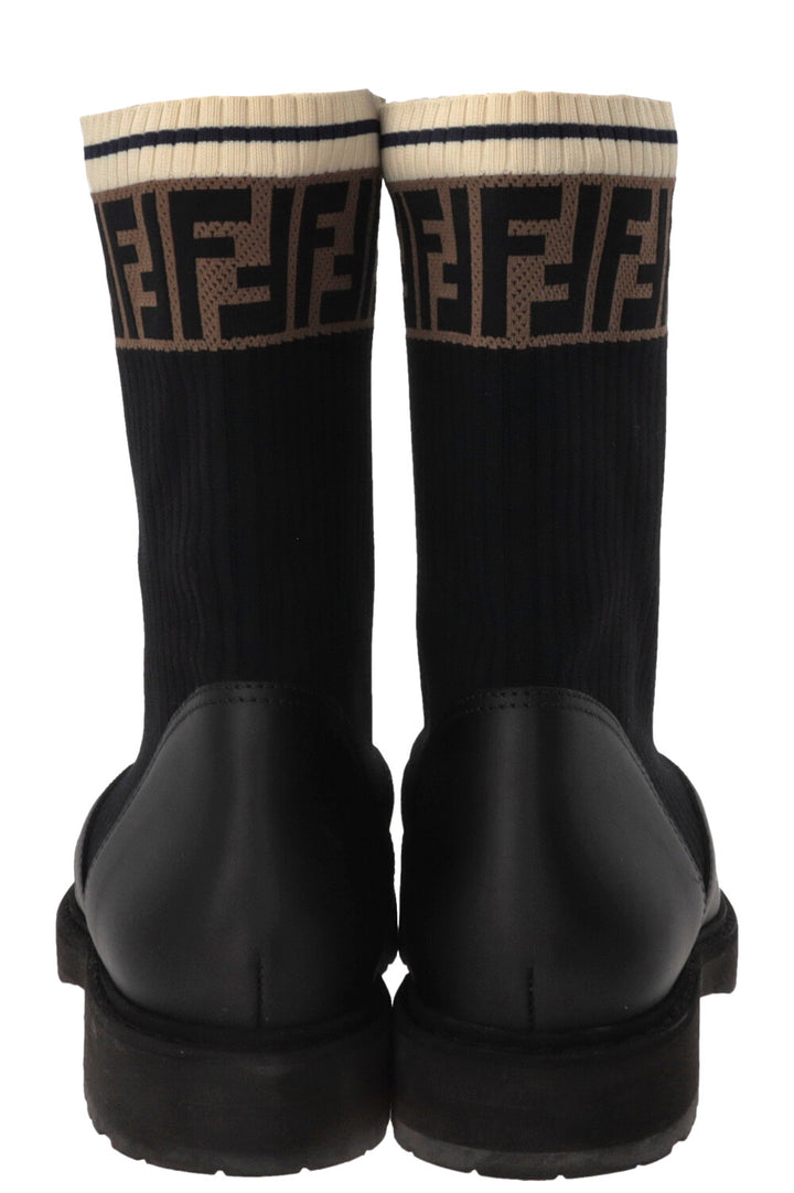 FENDI Rockoko FF Combat Boots Leather Black