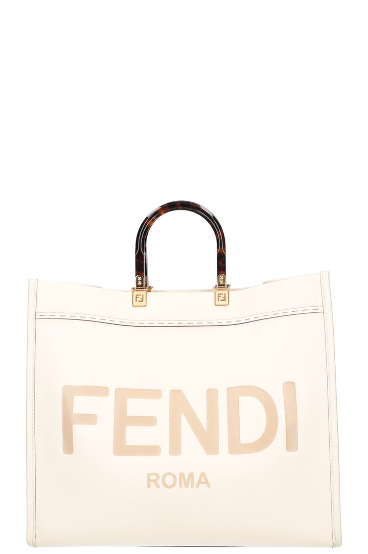 FENDI Sunshine Tote Large Leather Ivory