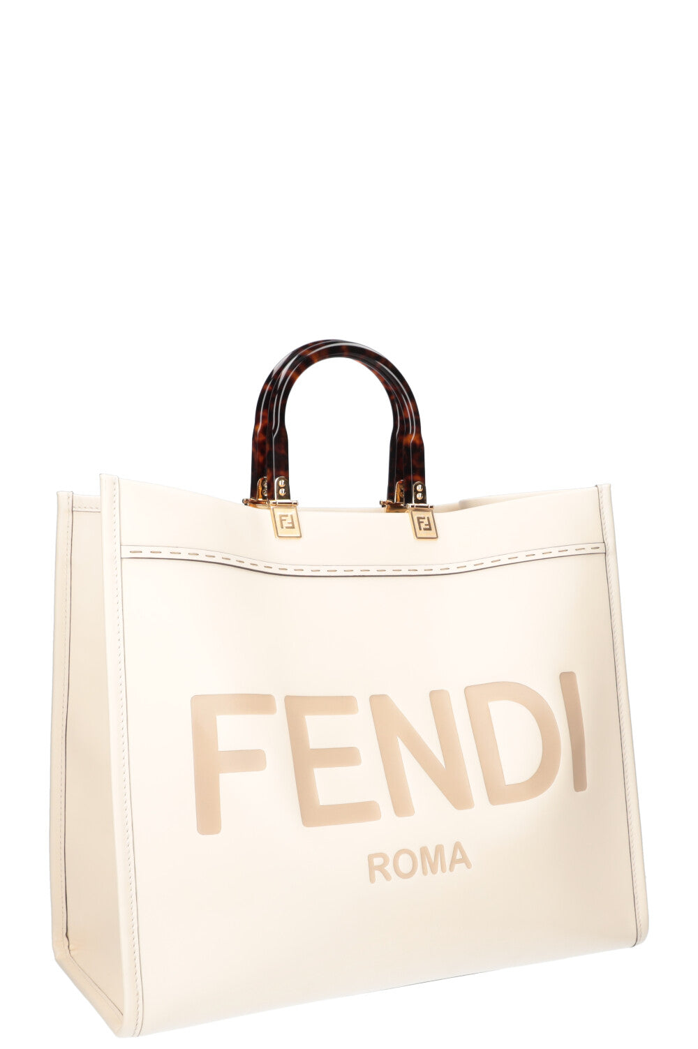 FENDI Sunshine Tote Large Leather Ivory