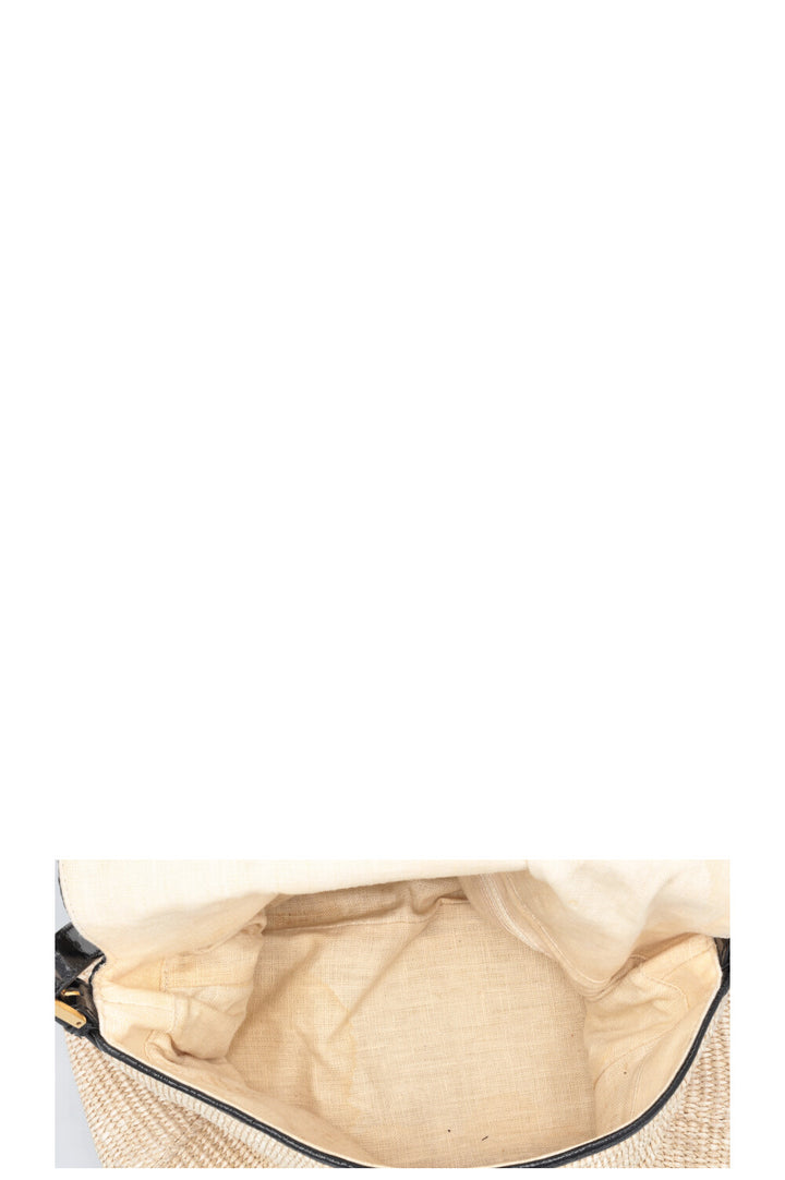 FENDI Mamma Baguette Bag Raffia Beige
