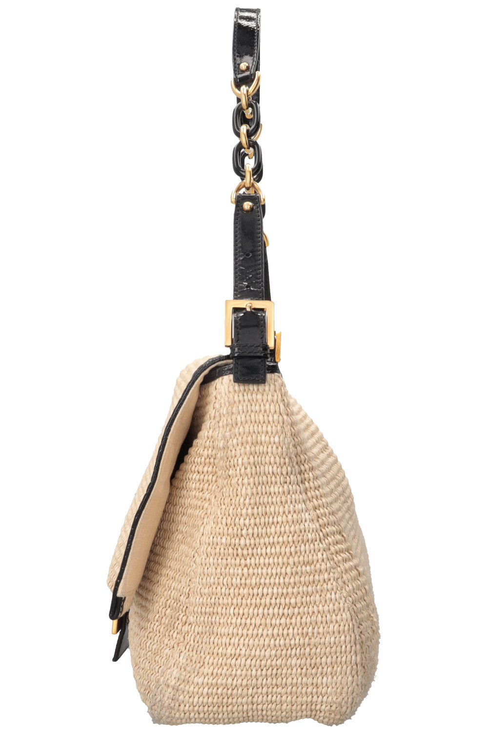 FENDI Mamma Baguette Bag Raffia Beige