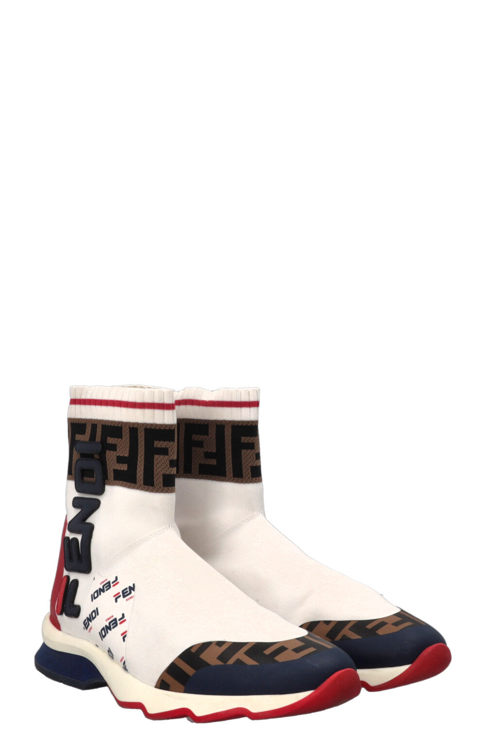 FENDI x FILA Sock Sneakers White Red Blue