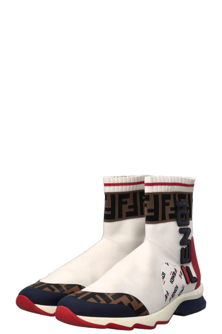 FENDI x FILA Sock Sneakers White Red Blue