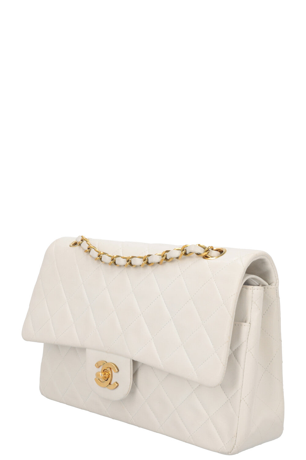 CHANEL Vintage Classic Medium Double Flap White