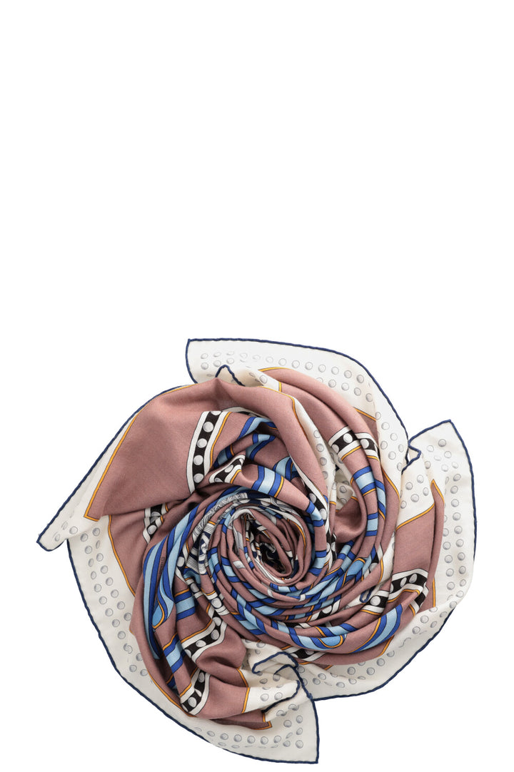 HERMÈS Scarf 140 Grand Tralala Brown Ivory Cashmere
