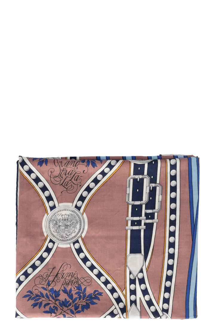 HERMÈS Foulard 140 Grand Tralala Marron Ivoire Cachemire
