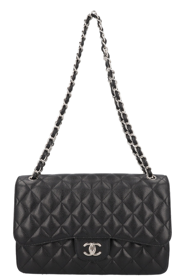 CHANEL Large Double Flap Bag Caviar Black