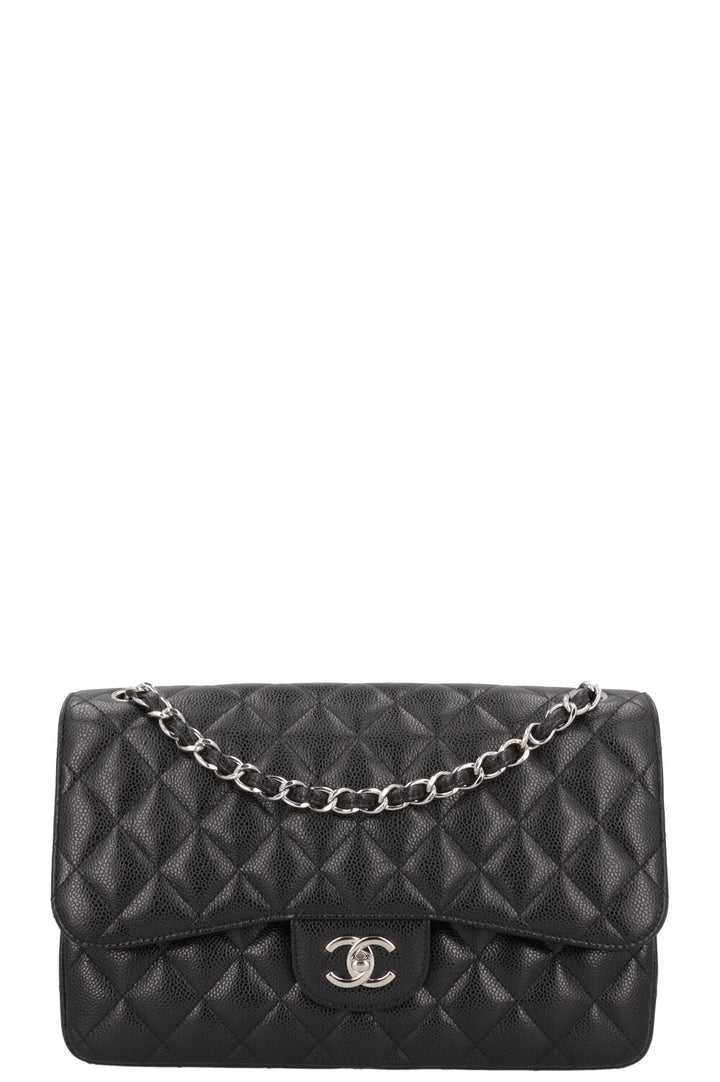 CHANEL Classic Double Flap Bag Large Caviar Black