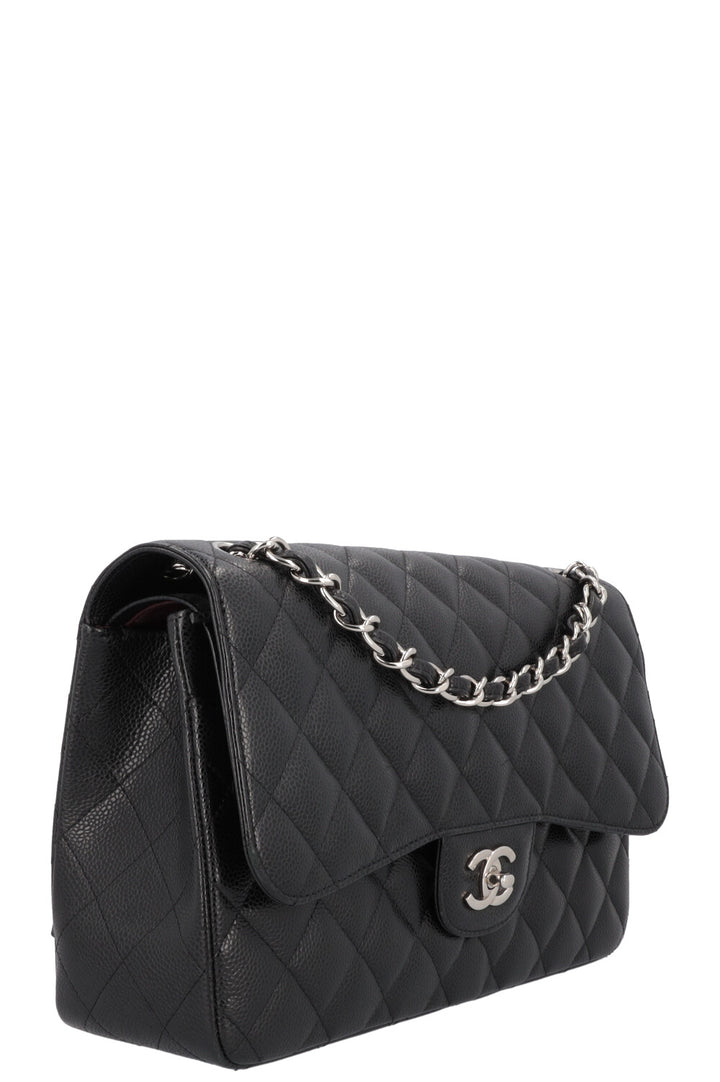 CHANEL Large Double Flap Bag Caviar Black