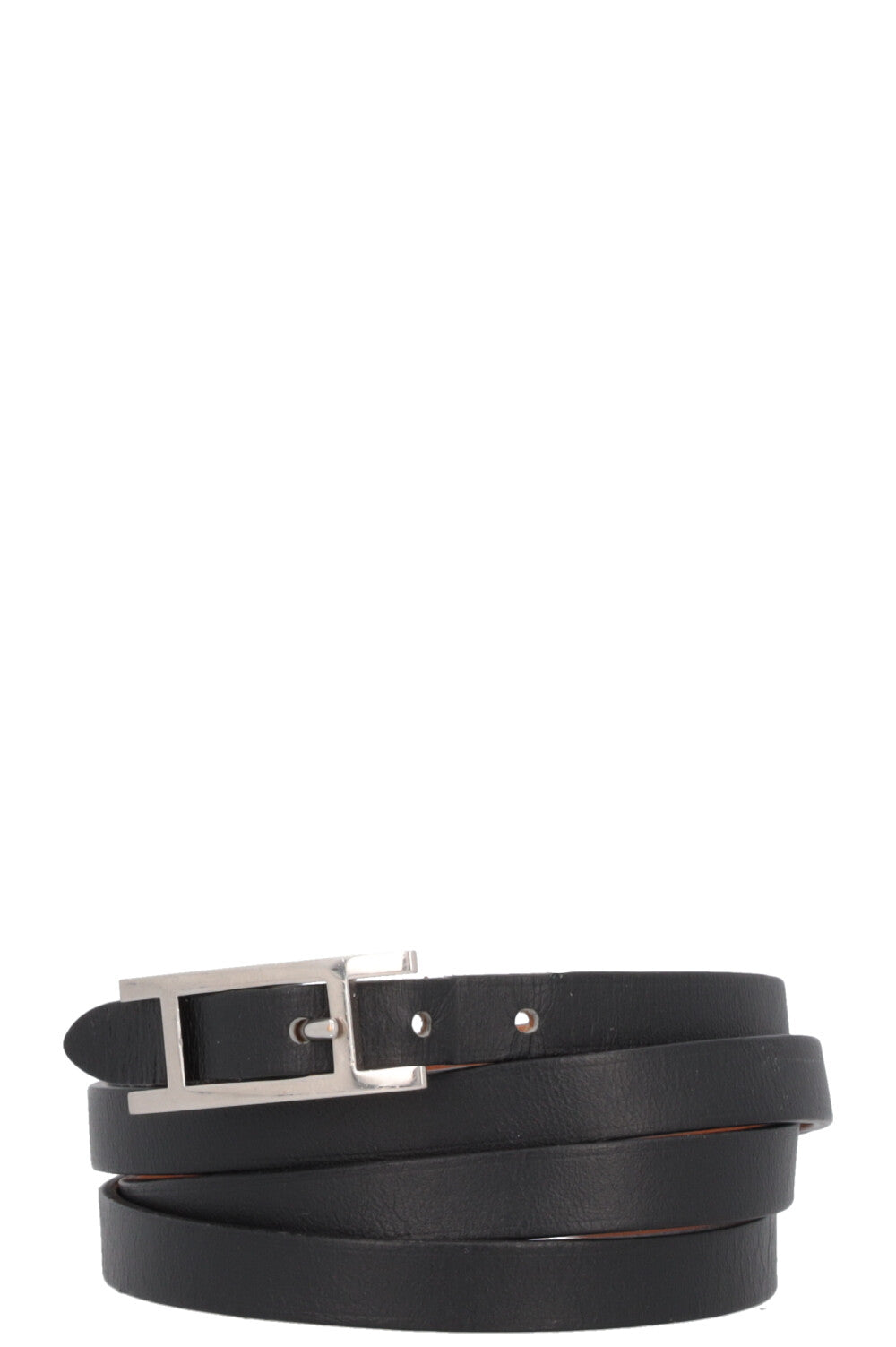 HERMÈS Behapi Triple Tour Bracelet Leather Black Silver
