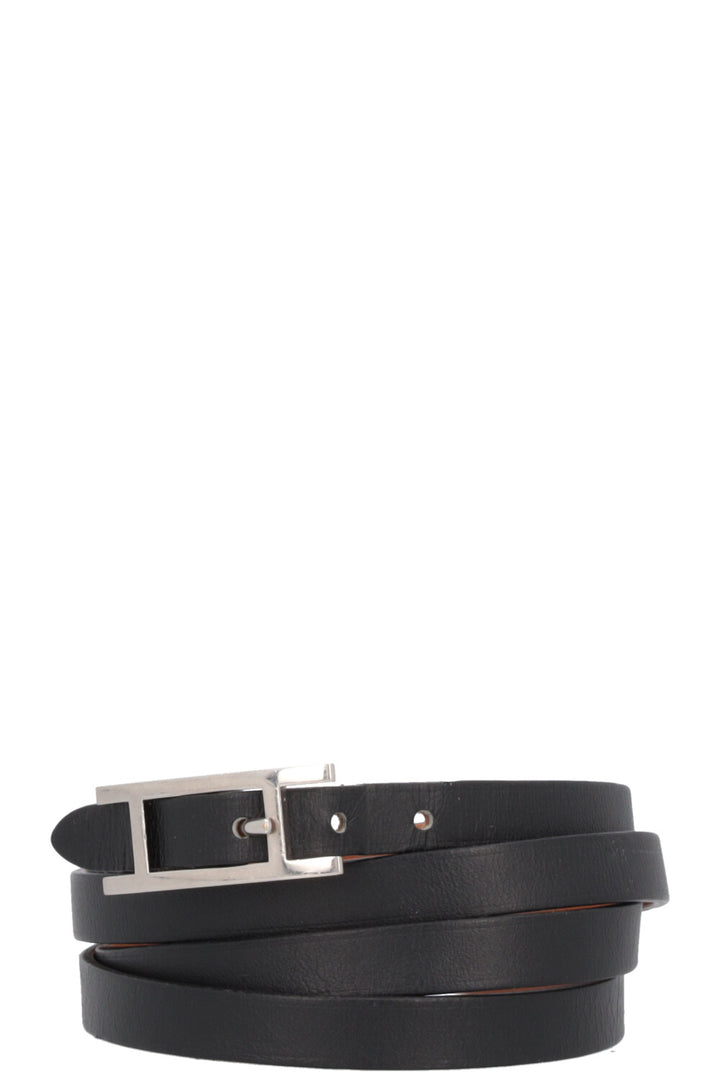 HERMÈS Behapi Triple Tour Bracelet Leather Black Silver