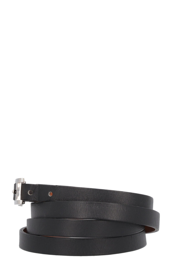 HERMÈS Behapi Triple Tour Bracelet Leather Black Silver