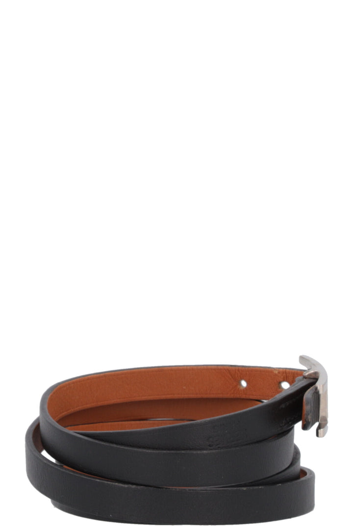 HERMÈS Behapi Triple Tour Bracelet Leather Black Silver