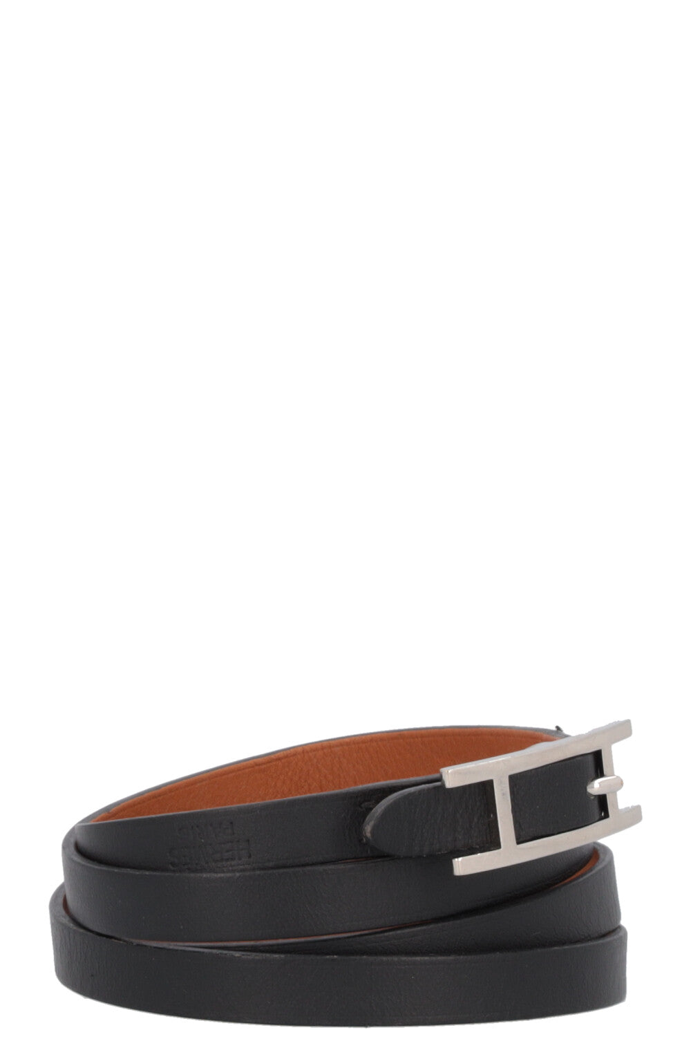 HERMÈS Behapi Triple Tour Bracelet Leather Black Silver