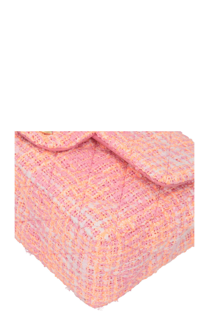 CHANEL Mini Classic Single Flap Tweed Orange Neon