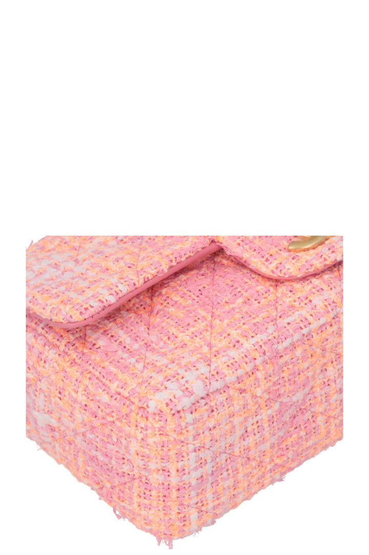 CHANEL Mini Classic Single Flap Tweed Orange Neon
