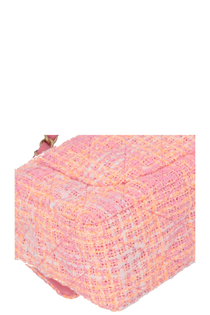 CHANEL Mini Classic Single Flap Tweed Orange Neon