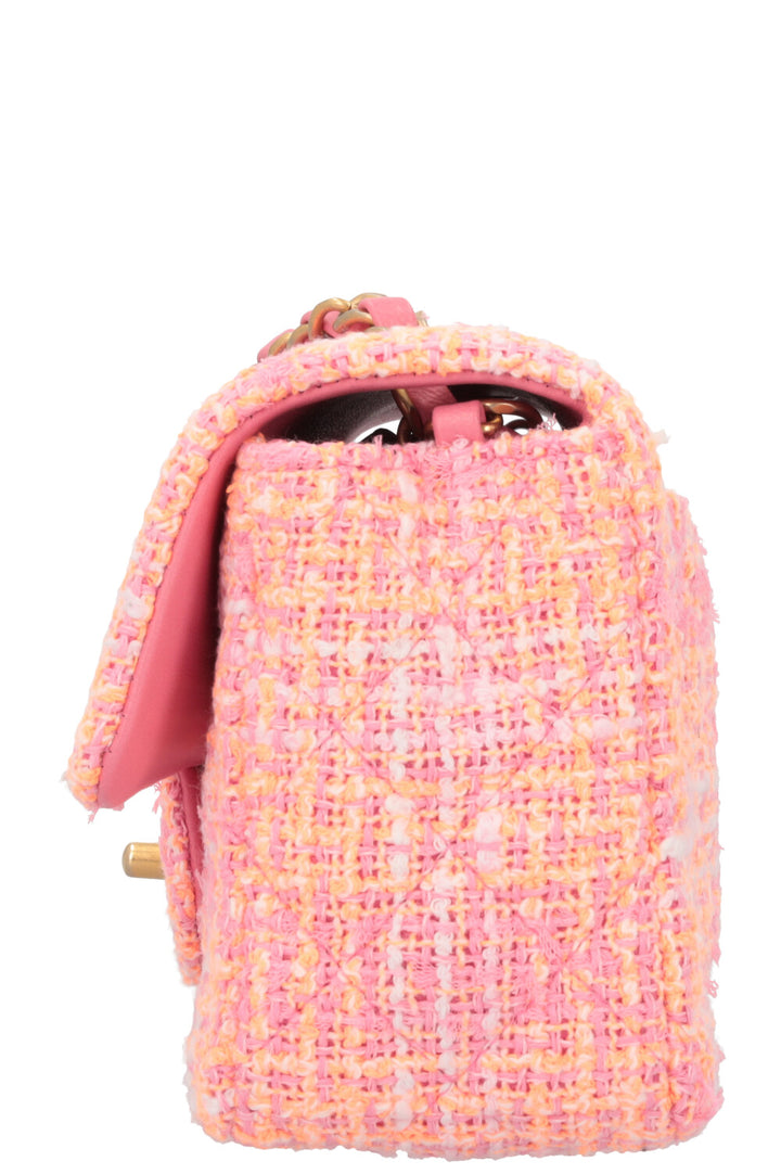 CHANEL Mini Classic Single Flap Tweed Orange Neon