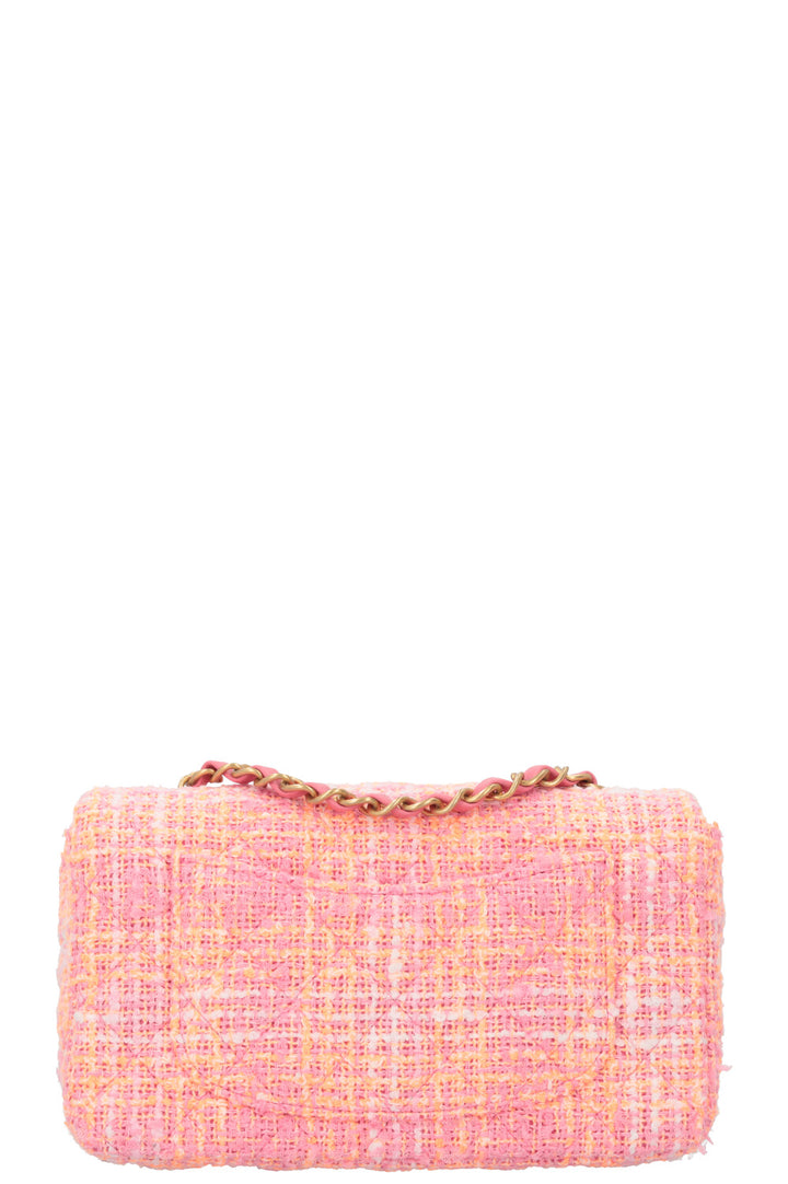 CHANEL Mini Classic Single Flap Tweed Orange Neon