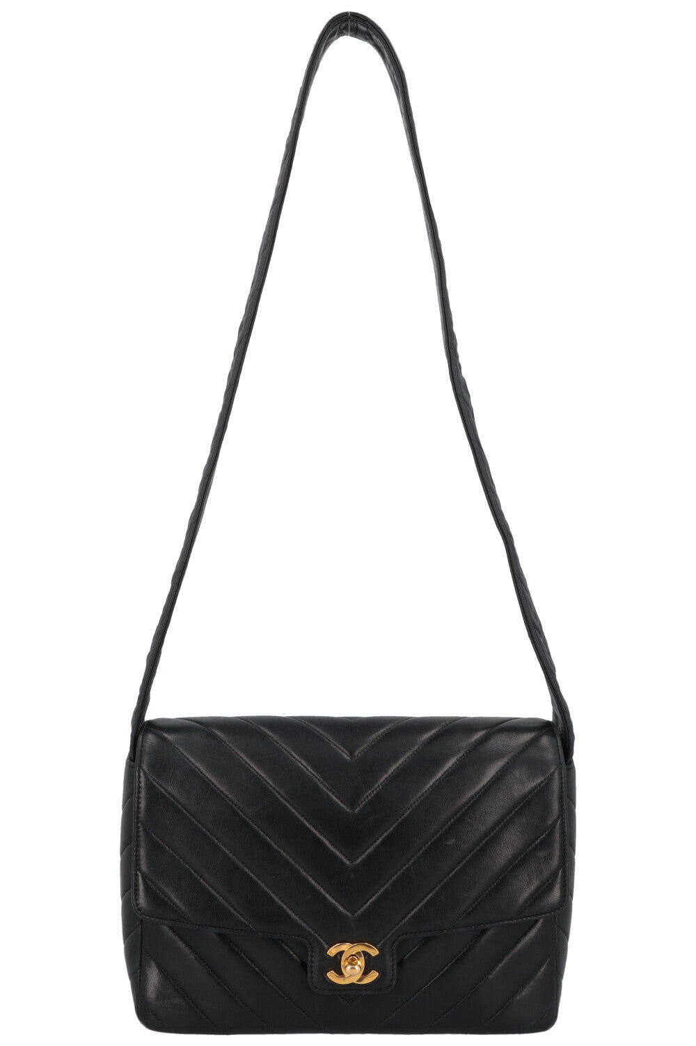 CHANEL Vintage CC Sac bandoulière Cuir Noir