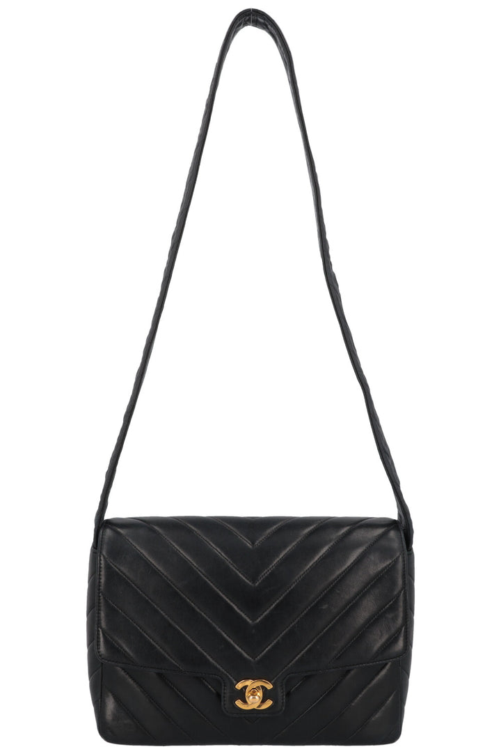 CHANEL Vintage CC Sac bandoulière Cuir Noir