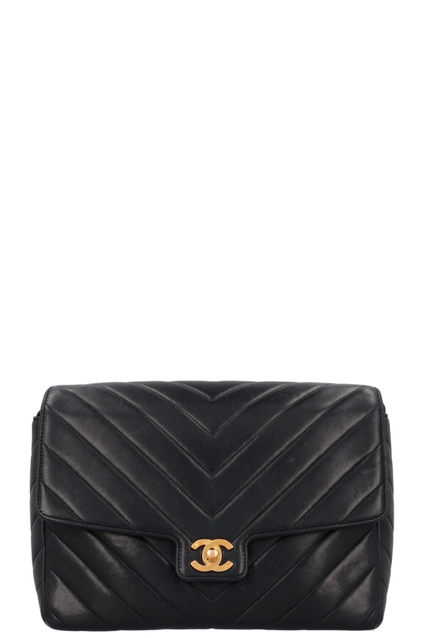 CHANEL Vintage CC Crossbody Bag Leather Black