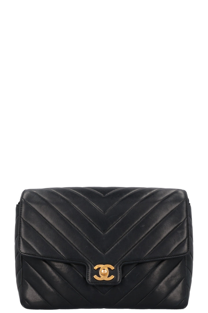 CHANEL Vintage CC Crossbody Bag Leather Black