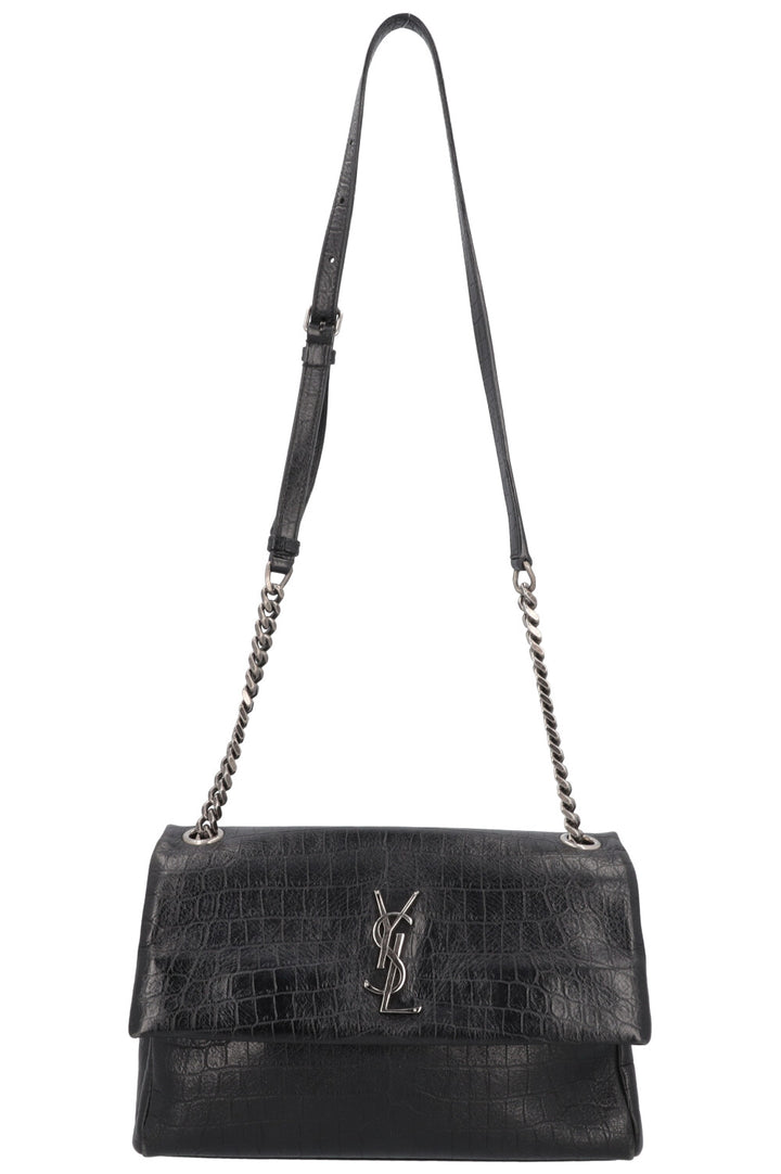 SAINT LAURENT West Hollywood Crossbody Medium Bag Croc Embossed Black