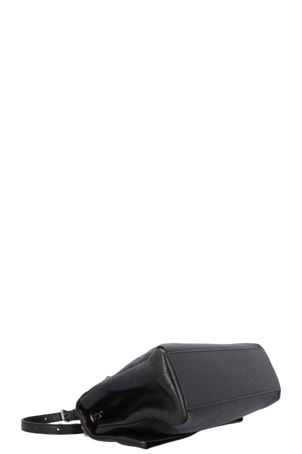 SAINT LAURENT West Hollywood Crossbody Medium Bag Croc Embossed Black