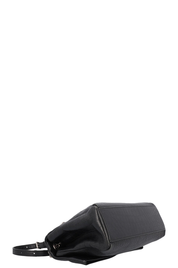 SAINT LAURENT West Hollywood Crossbody Medium Bag Croc Embossed Black