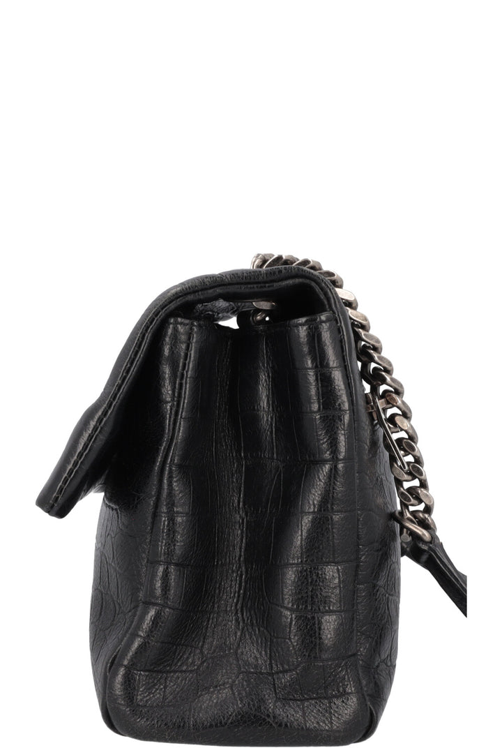 SAINT LAURENT West Hollywood Crossbody Medium Bag Croc Embossed Black