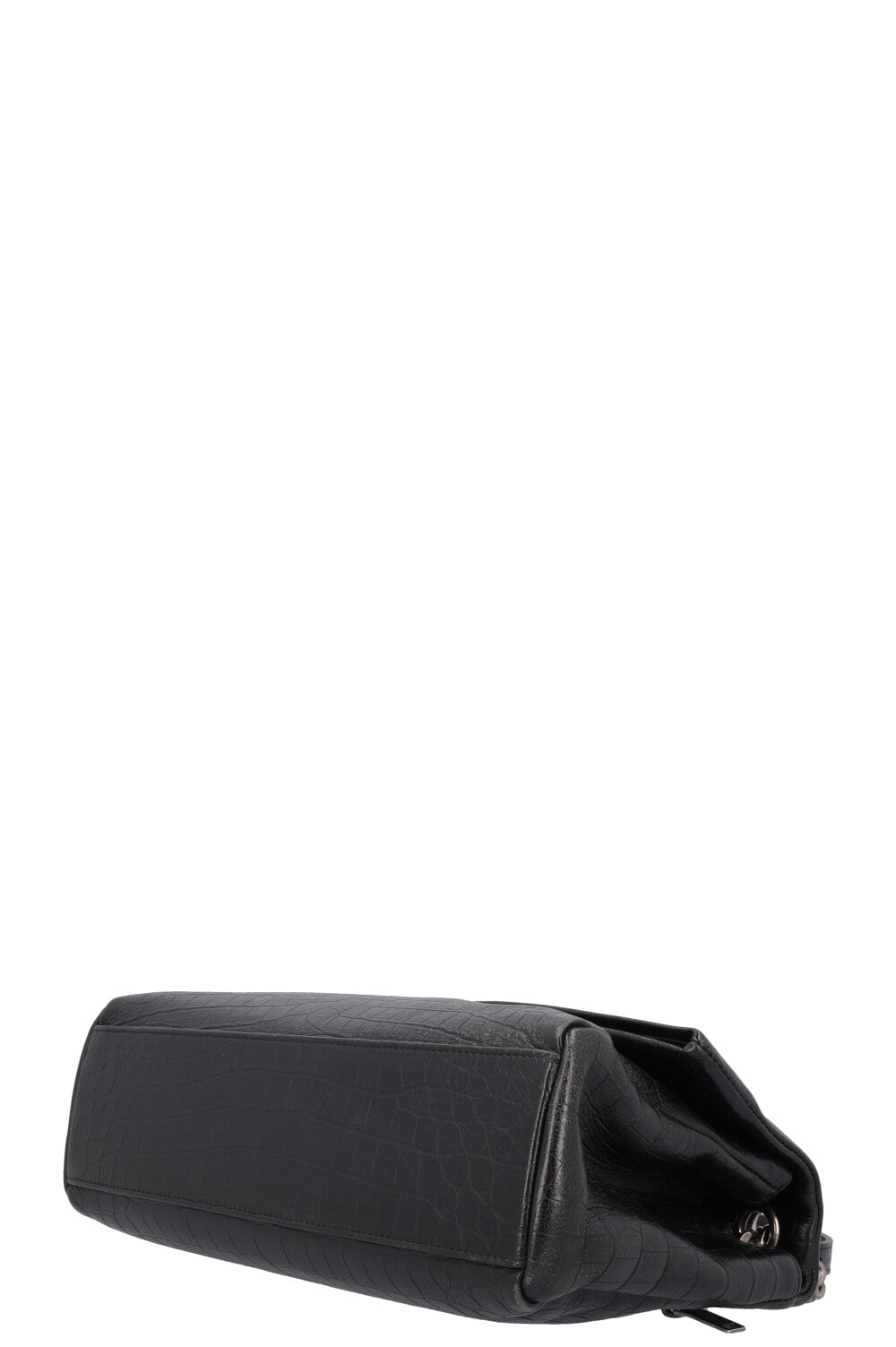 SAINT LAURENT West Hollywood Crossbody Medium Bag Croc Embossed Black