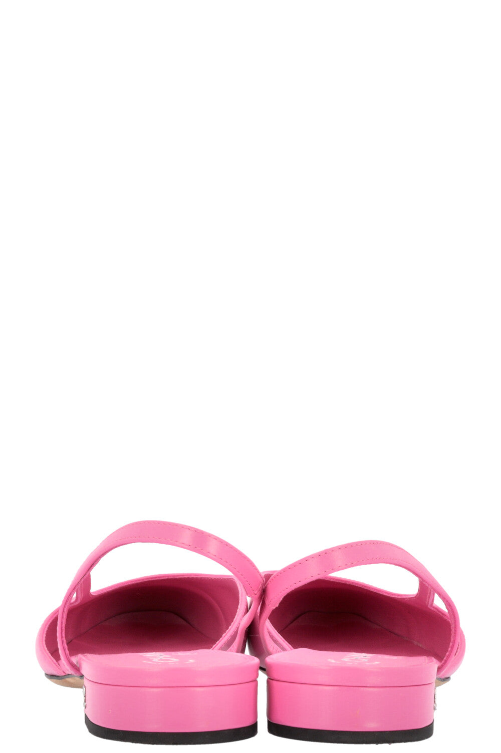 CHANEL Slingback Flats Leather Pink Black