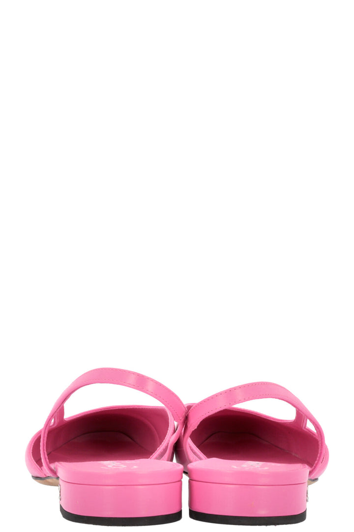 CHANEL Slingback Flats Leather Pink Black