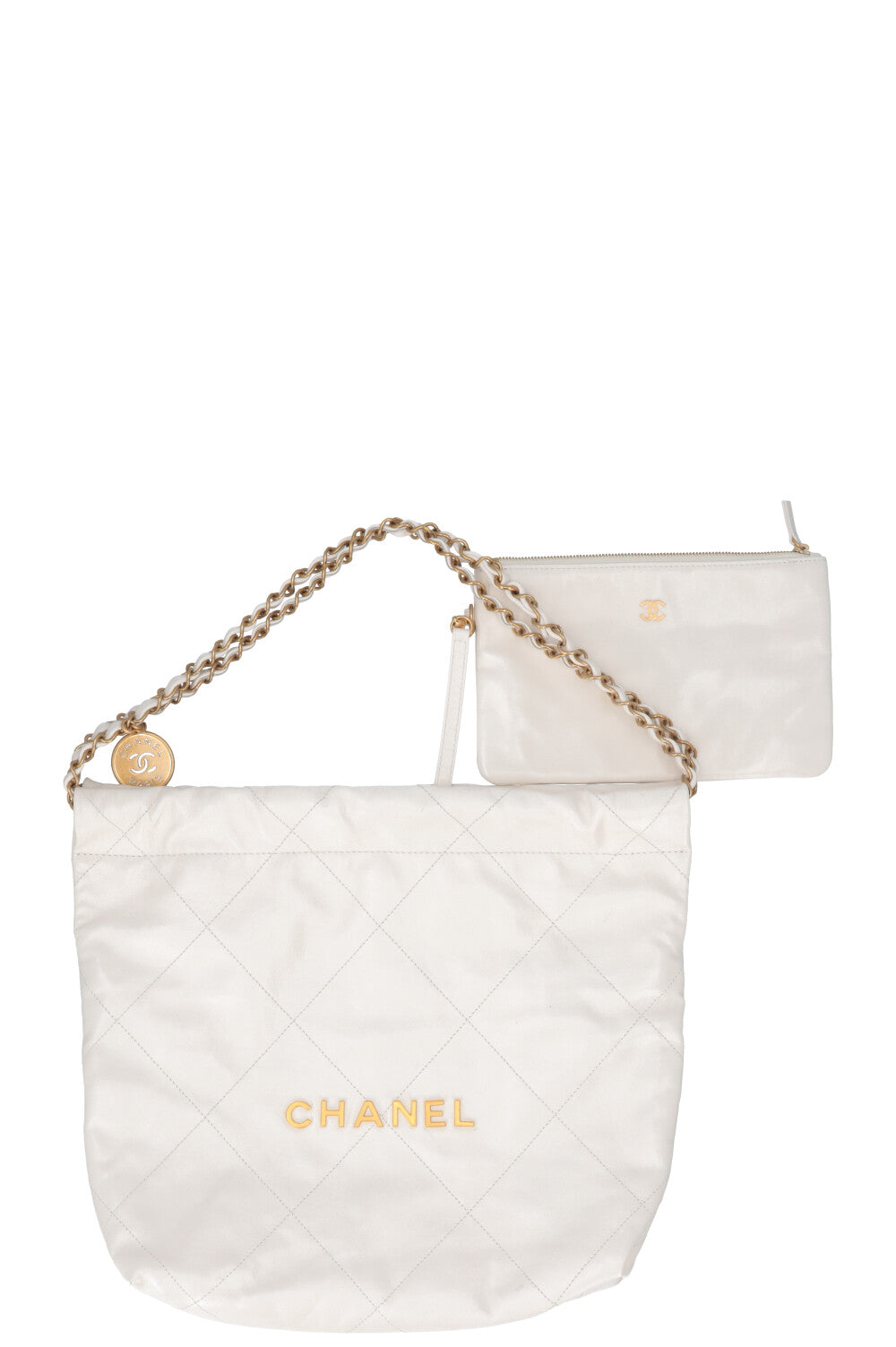 CHANEL 22 Bag Small Leather White