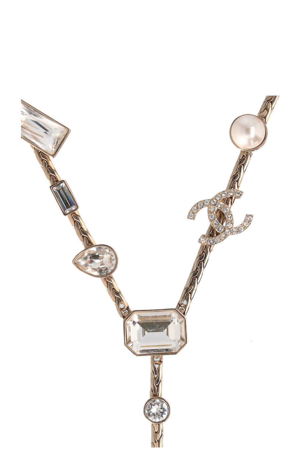 CHANEL 22A CC Collier en cristal Champagne